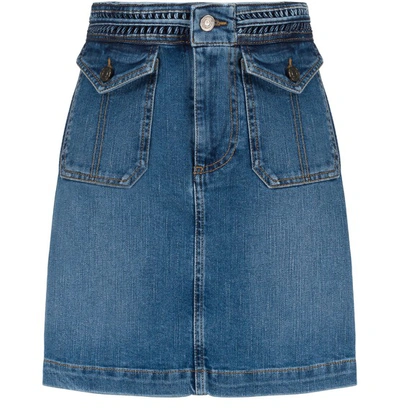 Shop Vanessa Bruno Denim Naoto Skirt In Indigo Clair