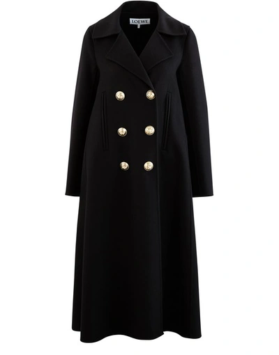 Shop Loewe Wool And Cashmere Coat In Black