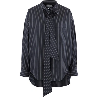 Shop Balenciaga New Swing Poplin Shirt In Black White