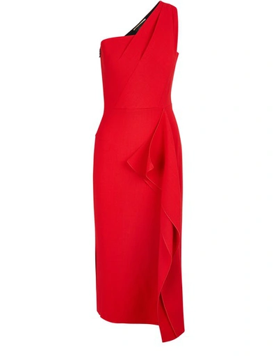 Shop Roland Mouret Rivoli Woollen Dress In Bright Red