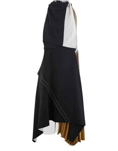 Shop Proenza Schouler Colour Block Dress In 12247 Black/olive/off White/dark Taupe