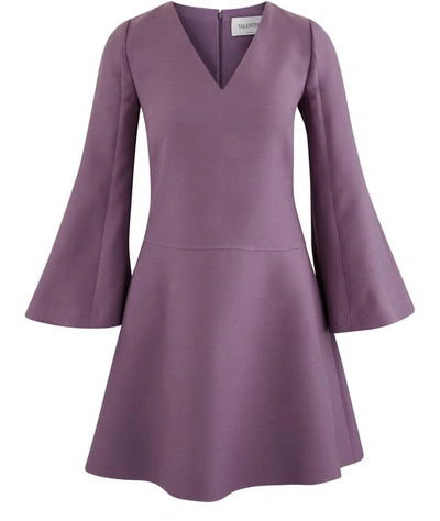 Shop Valentino Dress With Loose Sleeves In Violet Grey