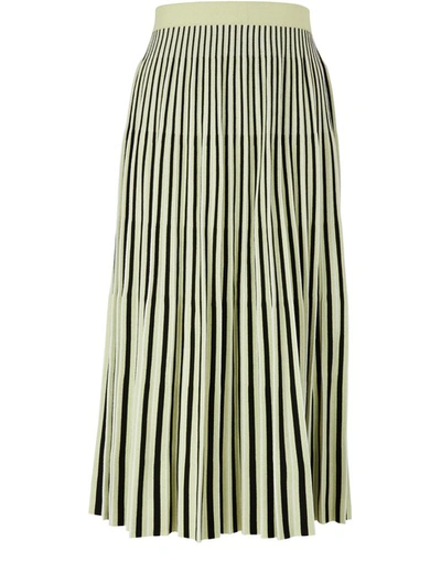 Shop Proenza Schouler Long Pleated Skirt In 12228 Black Faded Neon Yellow