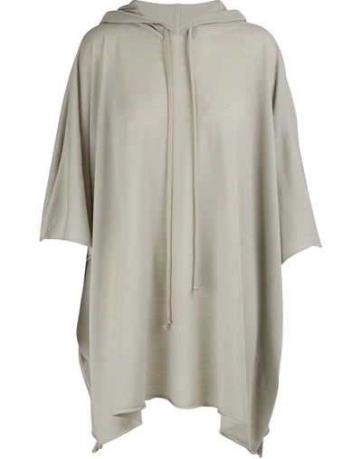 Shop Rick Owens Wool Poncho In Oyster