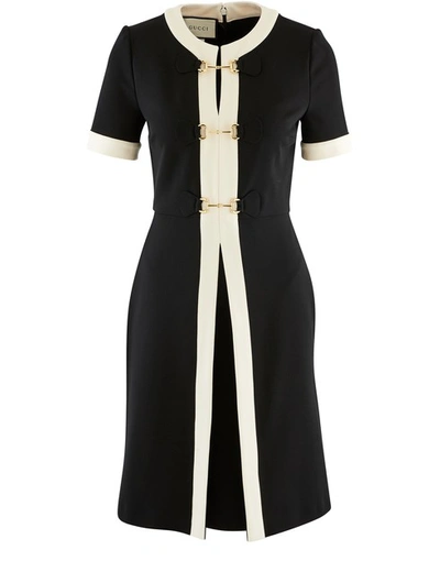 Shop Gucci Jersey Dress In Black/almond Flower