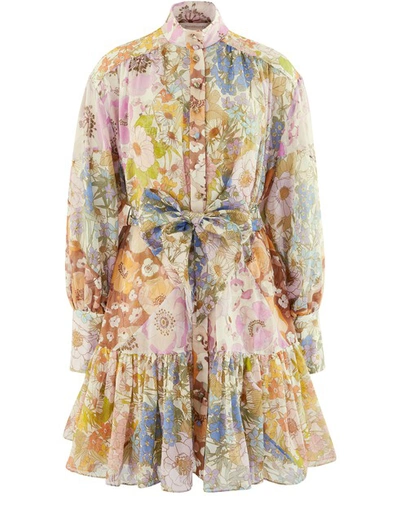 Shop Zimmermann Super Eight Silk Dress In Mixed Floral