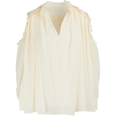 Shop Chloé Silk Blouse In Dusty White