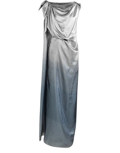 Shop Roland Mouret Silvabella Dress In Silver Blue Metallic