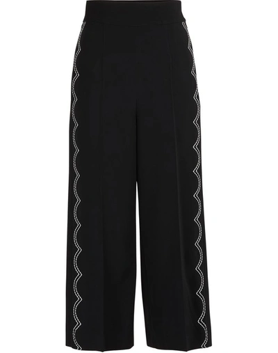 Shop Red Valentino Cropped Stretch Pants In Nero