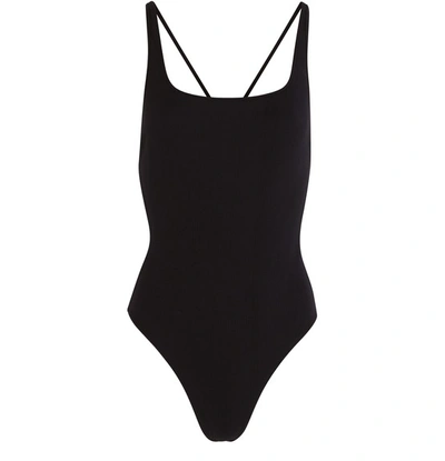 Shop Ganni One-piece Swimming Costume In Black