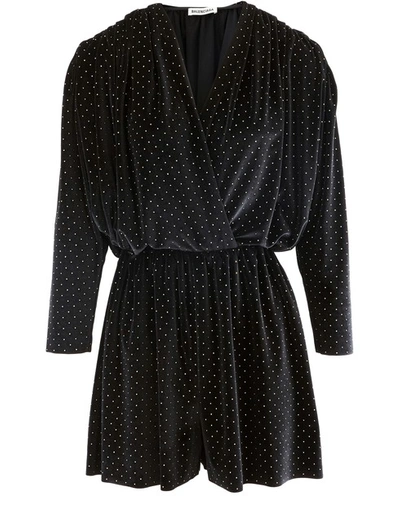 Shop Balenciaga Velvet Mini Dress In Black