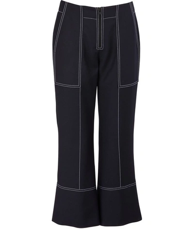 Shop Kenzo Cotton Cropped Pants In Bleu Marine