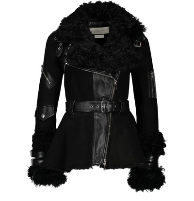 Shop Alexander Mcqueen Shearling Jacket In 1013 - Black/black