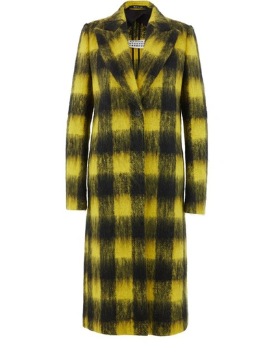 Shop Maison Margiela Mohair And Wool Coat In Black/yellow