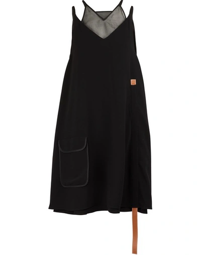 Shop Loewe Trapeze Dress With Leather Band In Black