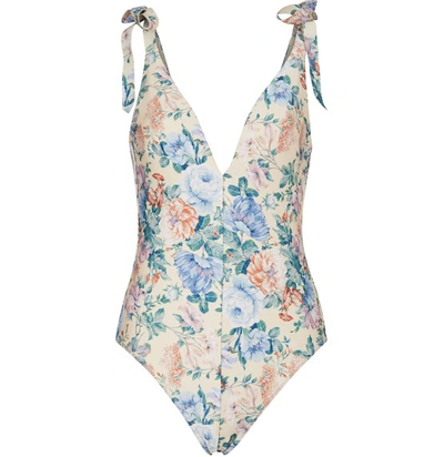 Shop Zimmermann Verity Swimsuit In Cream Floral