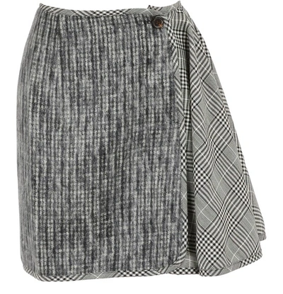 Shop Aalto Short Skirt With Ruffles In Black White Check