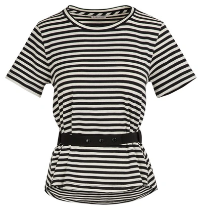 Shop Moncler Striped T-shirt In White / Black