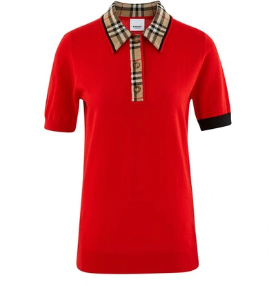 Shop Burberry Penk Polo Shirt In Bright Red