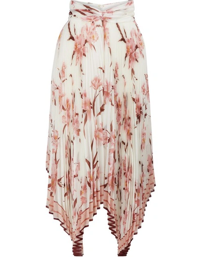 Shop Zimmermann Corsage Pleated Midi Skirt In Ivory Peach Orchid