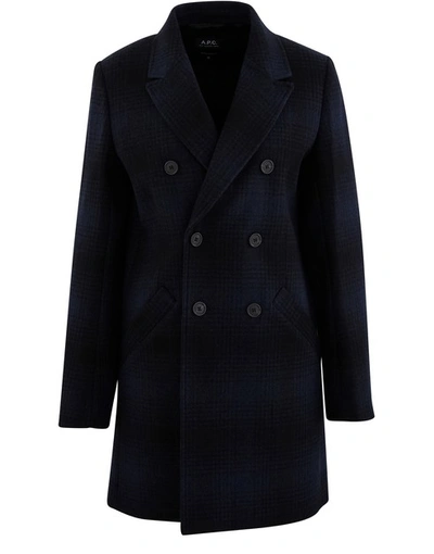 Shop Apc Joan Coat In Dark Navy