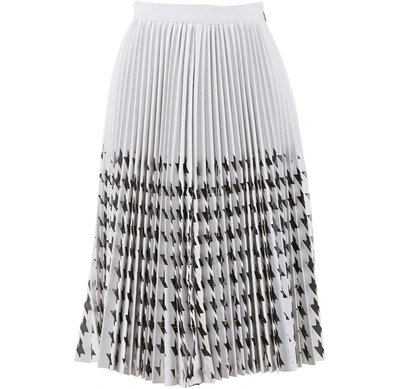 Shop Msgm Laser Cut Houdnstooth Skirt In White