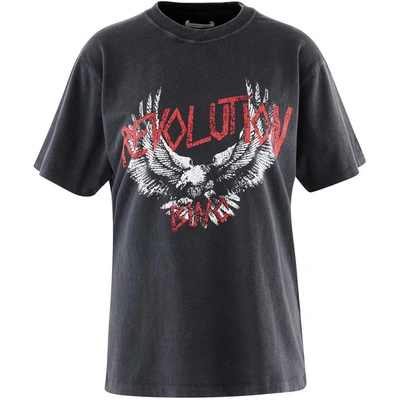 Shop Anine Bing Lili Revolution Cotton T-shirt In Washed Black