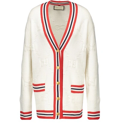 Shop Gucci Gg Wool Blend Cardigan In White