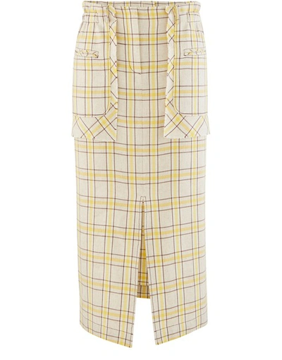 Shop Rejina Pyo Ellie Cotton-blend Skirt In Yellow/brown