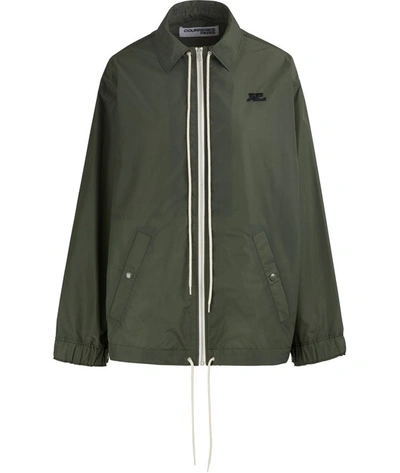 Shop Courrèges Silk Blend Jacket In Vert Kaki