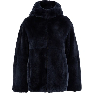 Shop Yves Salomon Rabbit Fur Jacket In Minuit