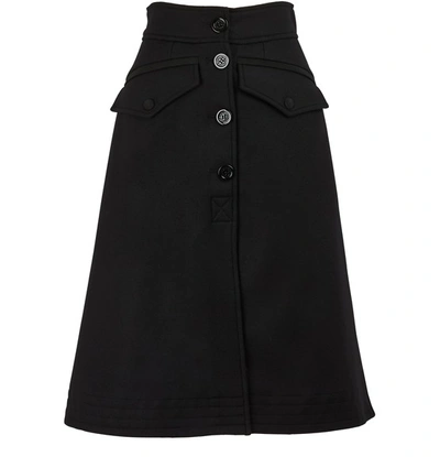 Shop Moncler Wool Skirt In Black