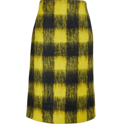 Shop Maison Margiela Mohair And Wool Skirt In Check Black Yellow