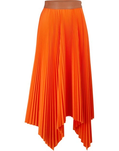 Shop Loewe Pleated Skirt In Orange