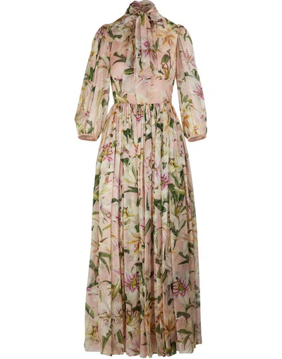 Shop Dolce & Gabbana Long Silk Dress In Rosa