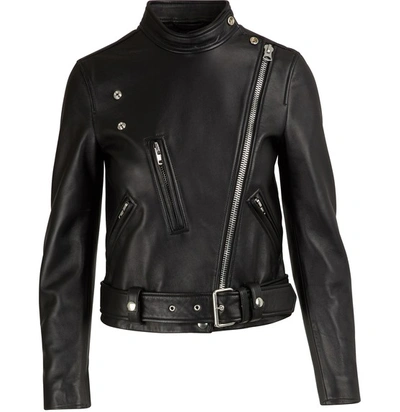 Shop Acne Studios Leather Biker Jacket In Black