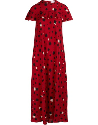 Shop Red Valentino Long Printed Dress In Deep Red