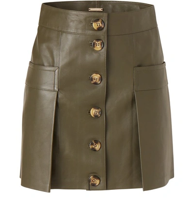 Shop Dodo Bar Or Galina Leather Skirt In Green