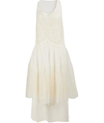 Shop Stella Mccartney Silk Midi Dress In 9500 - Natural