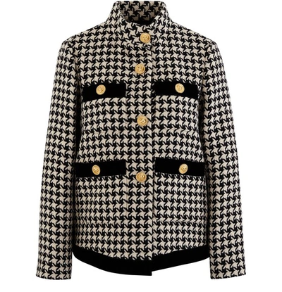 Shop Gucci Tweed Jacket In Black-white