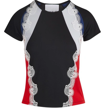 Shop Koché Lace Detail T-shirt In Black Red Grey Navy