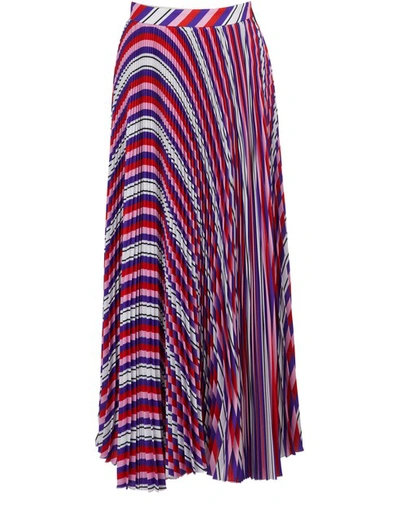 Shop Msgm Long Pleated Skirt In Multi Purple