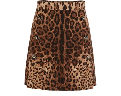 Shop Dolce & Gabbana Wool Skirt In Leo