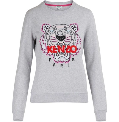 Shop Kenzo Tiger Sweatshirt In Pale Grey