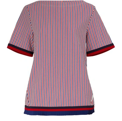 Shop Moncler Striped T-shirt In White Red Blue