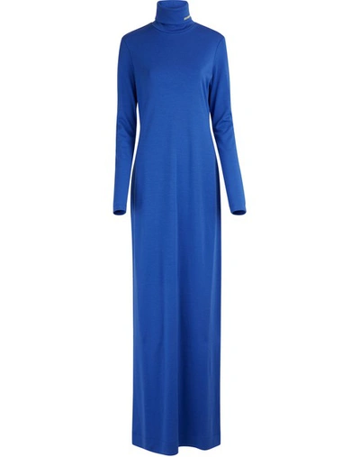 Shop Calvin Klein 205w39nyc Long-sleeved Maxi Dress In Bright Blue