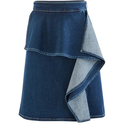 Shop See By Chloé Frilled Denim Skirt In Ink Marine
