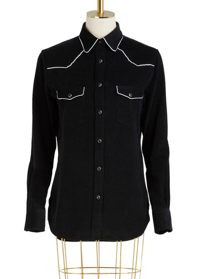 Shop Officine G N Rale Felice Cotton Shirt In Black White
