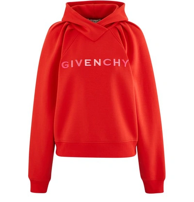 Shop Givenchy Hooded Sweatshirt In Rouge
