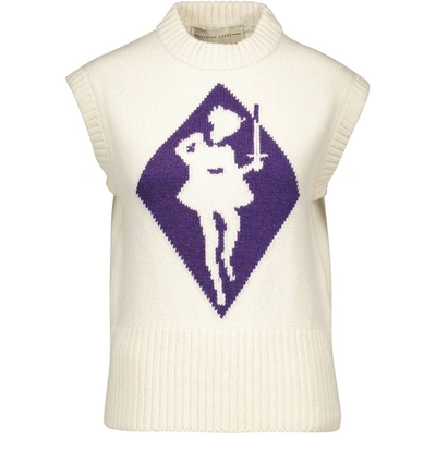 Shop Stefan Cooke Sleeveless Sweater In Ecru Purple